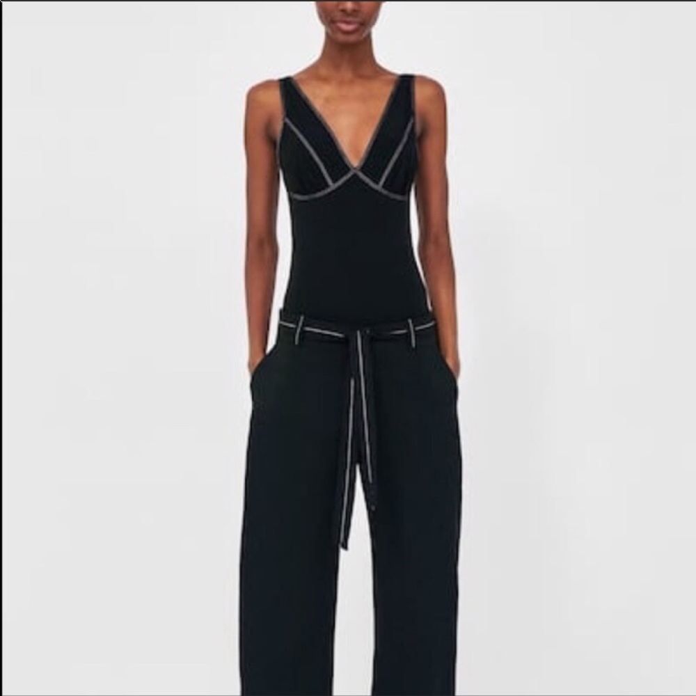 ZARA Black bodysuit with contrast stitching